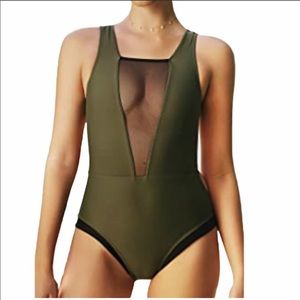 CupShe Glad You are Here Splicing plunge swimsuit